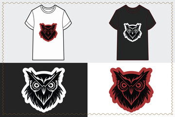 T shirt design red owl head graphic t-shirts vector