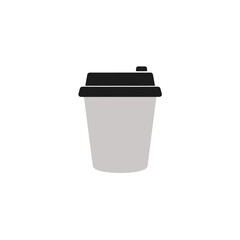 Minimalist black and grey disposable coffee cup icon for hot drinks and takeaway beverages graphic design element