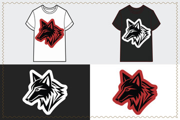 T shirt design red wolf head logo t shirts animal wild