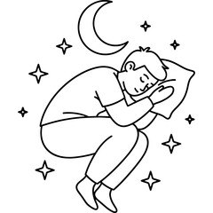 Dreamy Slumber A Man Sleeping Peacefully Under the Moon and Stars