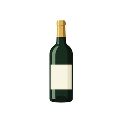 Elegant dark green wine bottle with blank label, ready for custom branding or festive celebration against a white background.