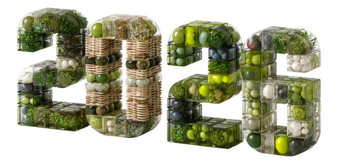 Fresh Start for a New Year with Green Elements on Transparent Background