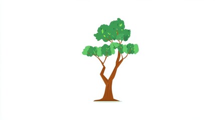 Obraz premium Illustration of a tree with green leaves and a brown trunk on a white background.