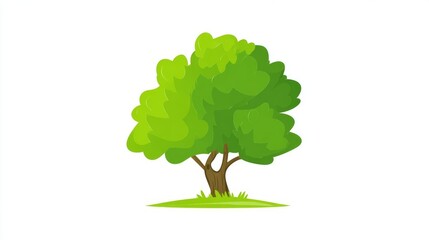 A vibrant illustration of a lush green tree with a brown trunk, set against a clean white background.