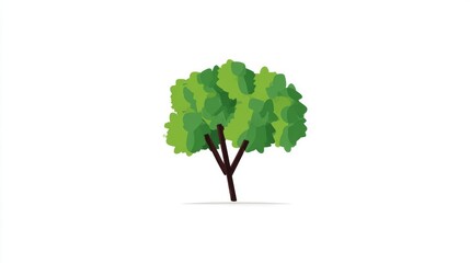 Obraz premium A simple stylized illustration of a green tree with a brown trunk isolated on a white background.