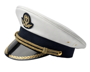 Captain's hat isolated on white or transparent background