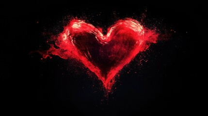 Red Heart with Black Background Wallpaper, Bold and Dramatic Love Design.