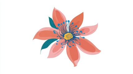 Obraz premium Abstract floral vector illustration for a beautiful spring or summer design featuring pink and yellow blossom with a nature-inspired pattern