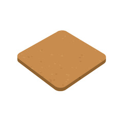 Delicious plain brown isometric cookie or square biscuit, a tasty baked food snack with a simple design