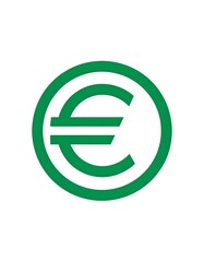 Green circle encloses a stylized euro symbol