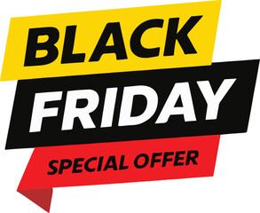 Black Friday Special Offer Text Graphic With Yellow Black Red Labels sale discount