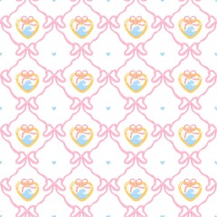 Beach Lover Locket Pattern Pastel Nautical locket Background with Hearts and Waves