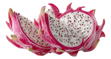 Fresh Dragon Fruit Slices Isolated on Transparent Background