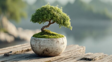 Illuminating Data Insight: The Magical Bonsai Tree Blending Nature with Analytics for Business Growth