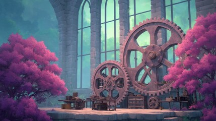 Exploring the Intersection of Nature and Finance: A Unique Visual Concept with Clocks and Trees