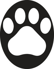 Dark Gray Dog Paw Print Silhouette on White Background animal paw pet footprint