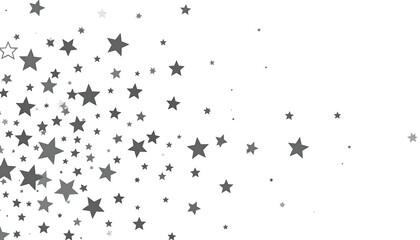 Grey stars scattered on white background, denser on the left