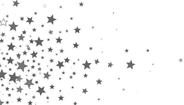 Grey stars scattered on white background, denser on the left