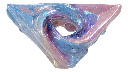 Iridescent Spiral Shape with Glitter on Transparent Background