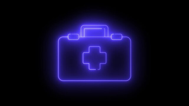 Neon light animation of a medical kit icon