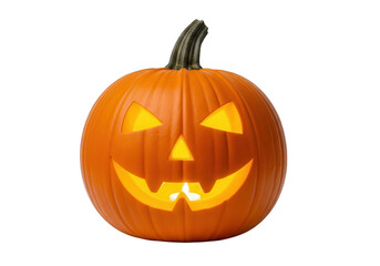 Fototapeta premium Vector art of a carved halloween pumpkin with a glowing face