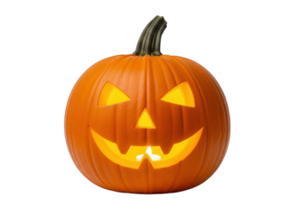 Vector art of a carved halloween pumpkin with a glowing face