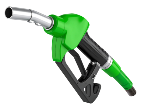 green fuel pump nozzle isolated on white background