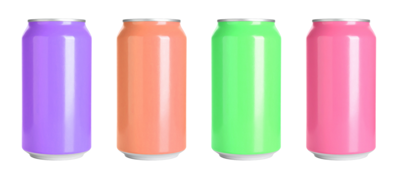 set of colorful can in four colors isolated on white background - Powered by Adobe
