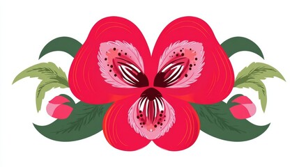 A delicate pink butterfly illustration with a floral pattern is isolated on a white background