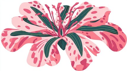 Pink lily flower isolated on white background, a natural floral vector design element for spring and summer decoration