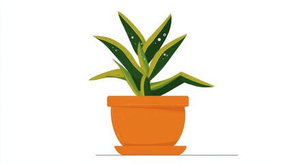 Illustration of a snake plant in a terracotta pot on a white background.