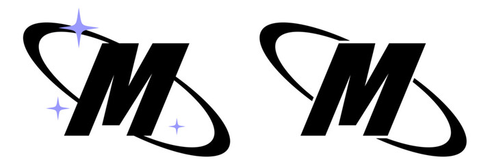 Initial M Y2K hipster brutalism vector. Ideal for retro, futuristic, and creative projects. A stylish, bold design that evokes the nostalgic aesthetic of the early 2000s with a modern, gritty twist