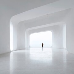 Bright Empty Architectural Interior with Clean White Surfaces