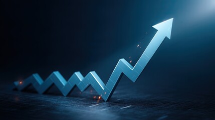 3D Financial Graph with Upward Arrow – Blue Infographic Style