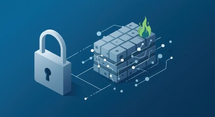 Data security isometric digital protection illustration