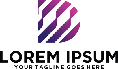 Modern Letter D technology logo