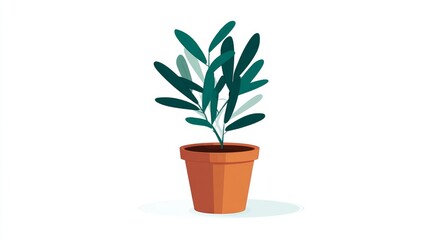 Obraz premium A detailed illustration of a potted plant with long, slender green leaves, set against a white background.