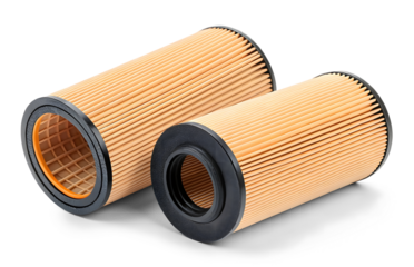 Air and fuel or oil filters isolated on white or transparent background