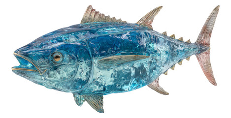 Colorful Blue Fish on Transparent Background Isolated for Design