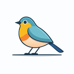 Obraz premium A charming cartoon illustration of a bluebird perched on a line, featuring a simple, clean design with vibrant colors and a friendly aesthetic.