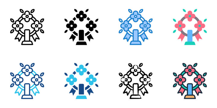 Commemoration icon set multiple style collection 
