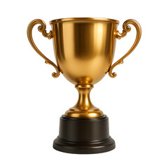Golden Trophy Cup Isolated on Transparent Background