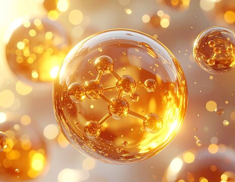 Abstract image of molecules in bubbles - Powered by Adobe