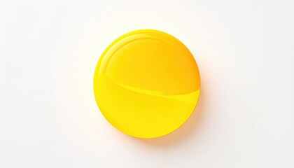 Vivid, bright yellow, glossy sphere casting a subtle shadow on a clean white background