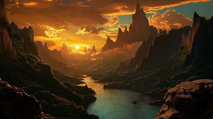 Creative interpretation of the gorge of the conqueror in vibrant colors.