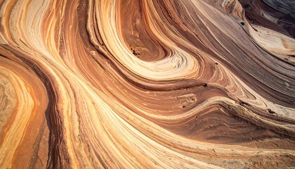 An aerial shot unveils the sculpted sandstone formation. Swirling patterns of various colors and textures define a geological wonder