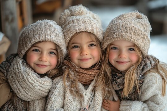 little girls in winter clothes. - Powered by Adobe