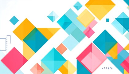 Abstract design featuring colorful overlapping geometric squares