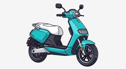 Obraz premium Electric scooter illustration modern design in turquoise and white