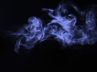 Blue Smoke Wisps Dancing on Black abstract